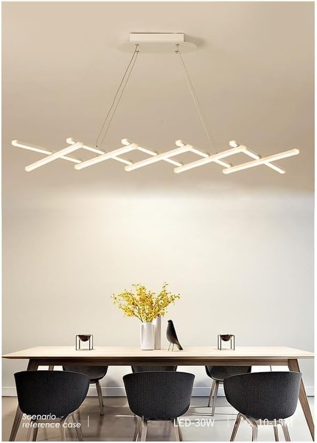 Lámpara colgante de isla de cocina - Lámpara de araña moderna regulable - Lámparas de araña lineales largas blancas - Lámpara colgante de techo industrial negra - LED 6 luces,para Loft Restaurante