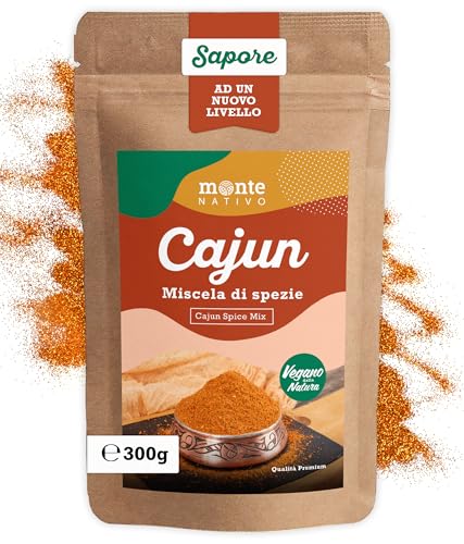 Monte Nativo - Cajun, miscela di spezie aromatiche essiccate per cucinare e insaporire, aroma e sapore intensi (300 g)