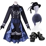 Ciel Phantomhive Cosplay Costume and Wig and shoes Uniforms Halloween Carnival Party (Wig)