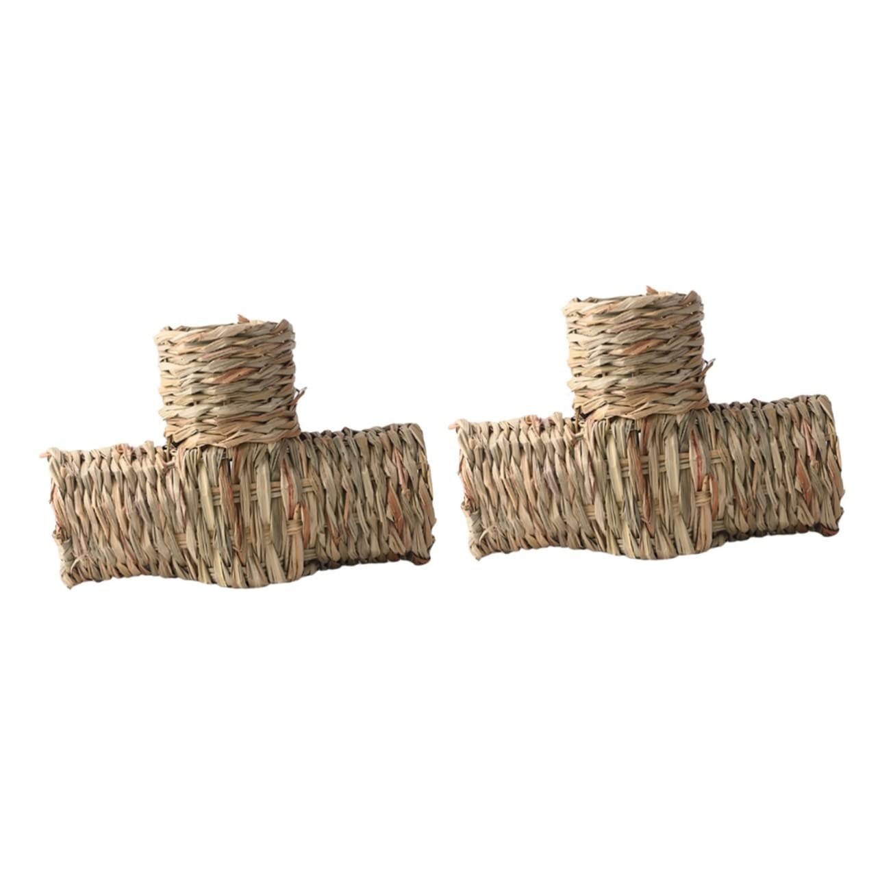 DOITOOL 2stücke Hamster Tunnel Aus Handgewebtem Gras Langlebiges Interaktives Spielzeug Für Hamster Chinchillas Und Kleintiere Zum Verstecken Und Spielen Im Käfig Natürlich Fördert
