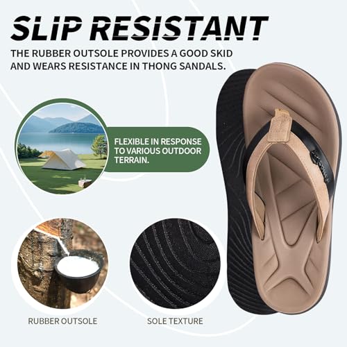 Image of Men's Flip Flops Sandal Casual Comfortable Outdoor Thong Sandals for Men Summer Beach Slides Lightweight Non-Slip Shoes with Soft Cushion Arch Support