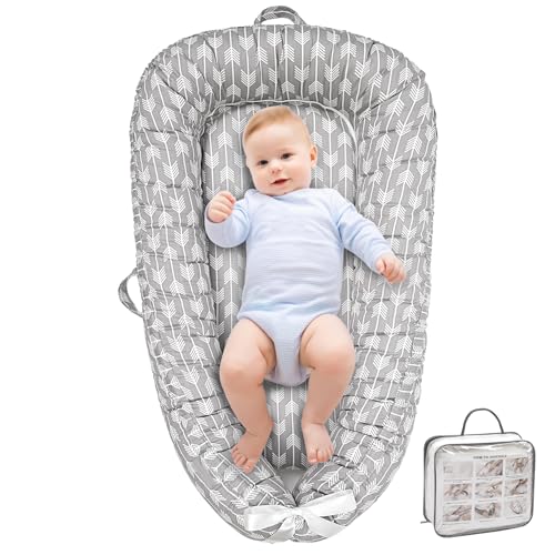 Image of Beisurznga Baby Lounger, Ultra Breathable Soft Cotton Perfect for Tummy Time, Portable & Adjustable Infant Floor Seat for Traveling | Newborn Shower Gift(Arrow)