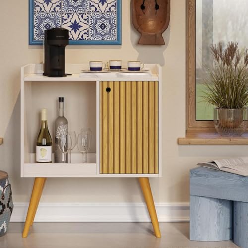 Aparador Buffet Cantinho do Café Retrô Linos Efeito Ripado - Apar...