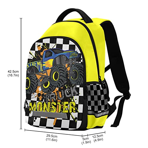 Monster Truck Backpack for Boys, Custom Kids School Bag with Reflective Strips, Large Preschool Backpac3