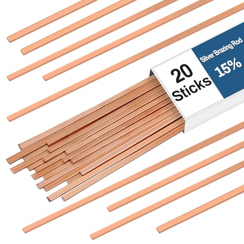 20 Sticks 15% Silver Brazing Rod Luxiv AWS BCuP-5 Flat Silver Solder Phosphor Copper Alloys Welding Rods (0.05x1/8x10 inches) Silver-Copper Brazing Sticks for HVAC Refrigeration and Industrial