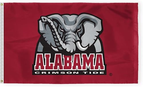 Miniatura 1 de AGAS - Banderas de marea carmesí con logotipo de elefante de la Universidad de Alabama, 3 x 5 pies, nailon 200D impreso de doble cara con ojales de