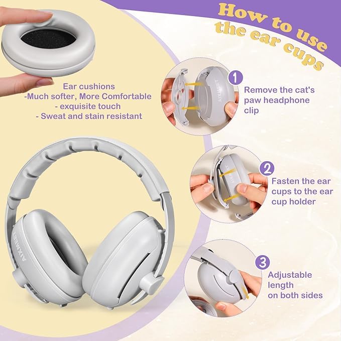 Image of Baby Bucket 2-in-1 Infant Noise Reduction Ear Muffs | Baby Ear Protector for Kids with 25dB Noise Cancellation | Adjustable Silicone Strap & Soft Snug Fit Earpads