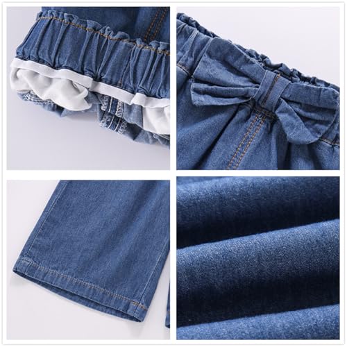 Jeans amples filles anti-compression avec taille élastique en coton 2-9 ans