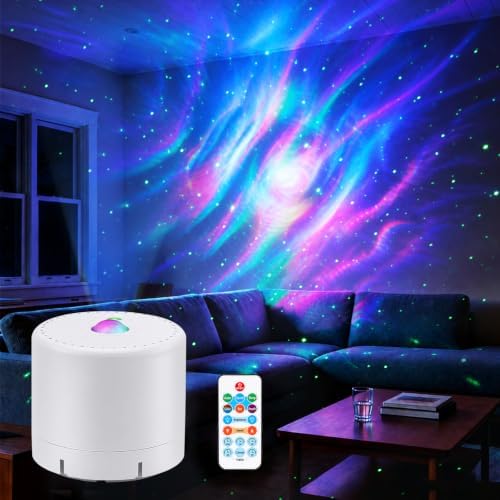 Sternenprojektor für das Schlafzimmer, mit Fernbedienung und Zeitschaltuhr | CAIYUE Nachtlicht- & Sternenprojektor, einstellbare LED-Farbe, Helligkeit & Geschwindigkeit, Schlafzimm