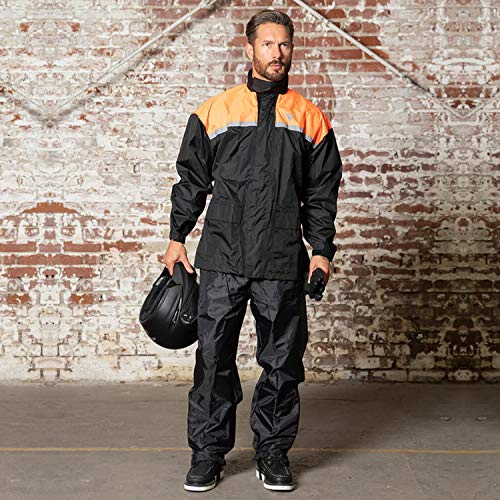 Viking Cycle Reflective Waterproof Motorcycle Rain 2 Piece Gear Suit For Men (Orange, Xx-Large) #TOP5