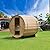 WOODBRIDGE 4-Person Luxury Finland Thermo Pine Outdoor Barrel Sauna with Half View Window, Harvia Electric Heater with Sauna Stone, Sauna Accessories Kit and Asphalt Shingle Roof, 4'x6', OBS1818