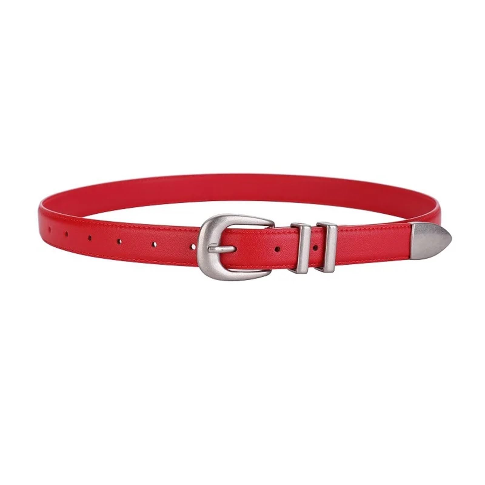 2 pièces ceintures for femmes en cuir véritable de robe boucle argent ceinture mince Vintage Pour Femme
