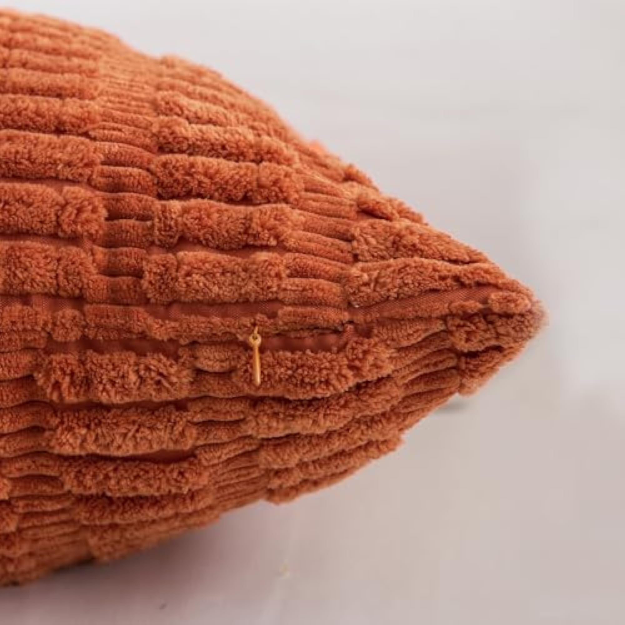 Corduroy Decorative Throw Pillow Covers, Boho Stripe Soft Square Cushion Case