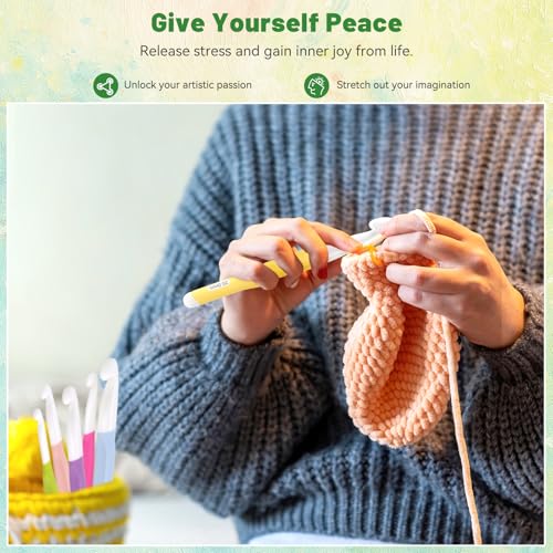 Image of Aeelike Large Crochet Hooks Set, 8 PCS Colorful Crochet Hooks Size 6.0mm 7mm 8mm 9mm 10mm 12mm 15mm 20mm for Thick Bulky Yarn Blankets DIY Crafts, Ideal Gift