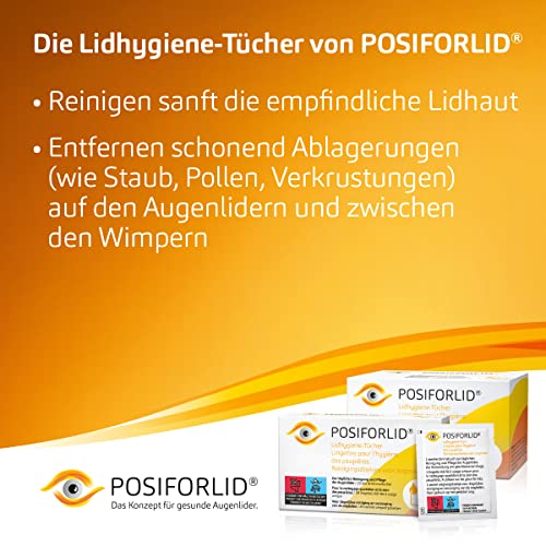 POSIFORLID® Lidhygiene-Tücher. Vorbefeuchtete, sterile Tücher zur Reinigung der Augenlider, 50 Stück