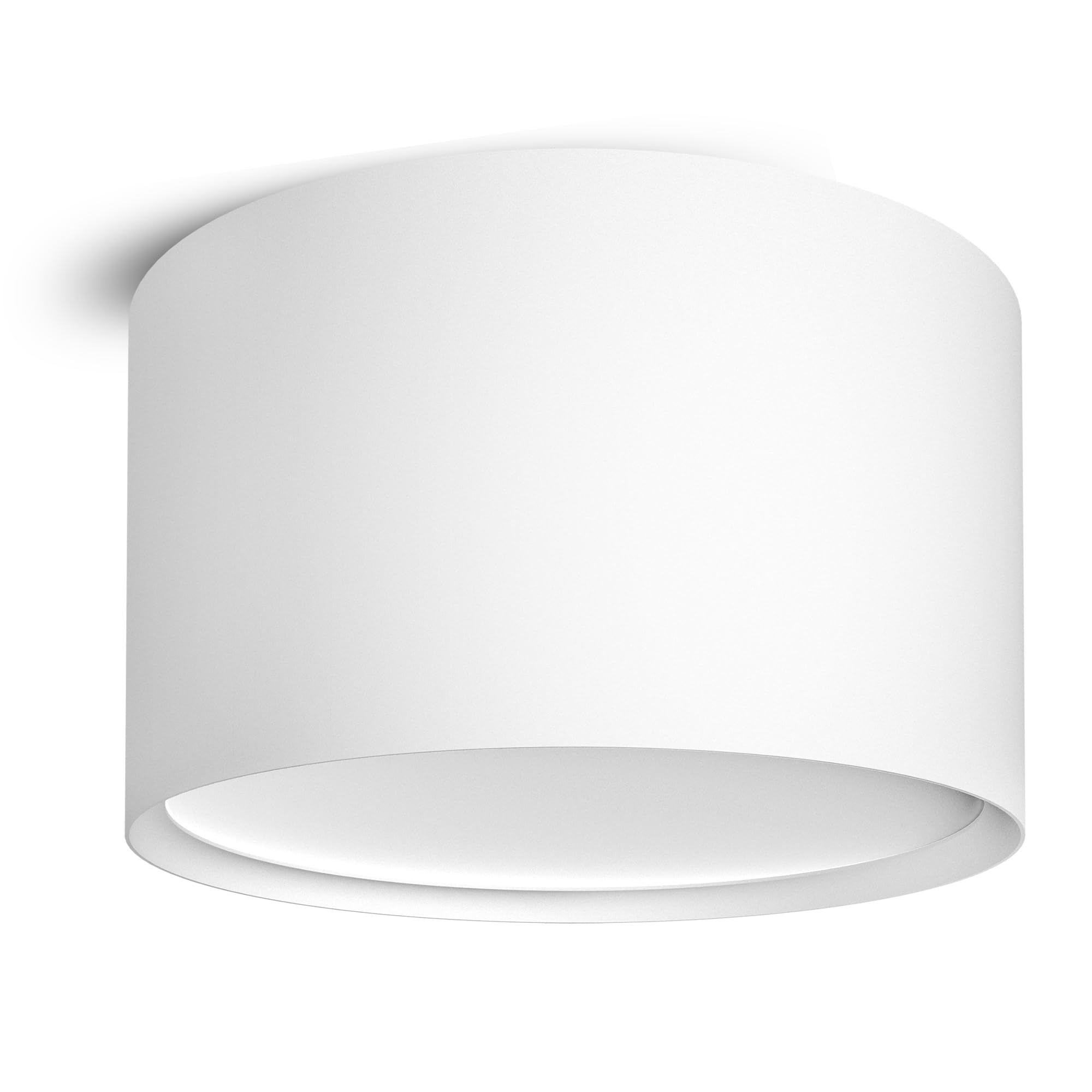 SSC-LUXon PIATO Aufbaustrahler 4er Set weiß rund 6W warmweiß Decke inkl LED | Vier flache Aufputz-Deckenspots weiß matt - warmweiß 6W, für Wohnzimmer, Flur & Büro, direkt an 230V, Ø14cm, inkl. LED