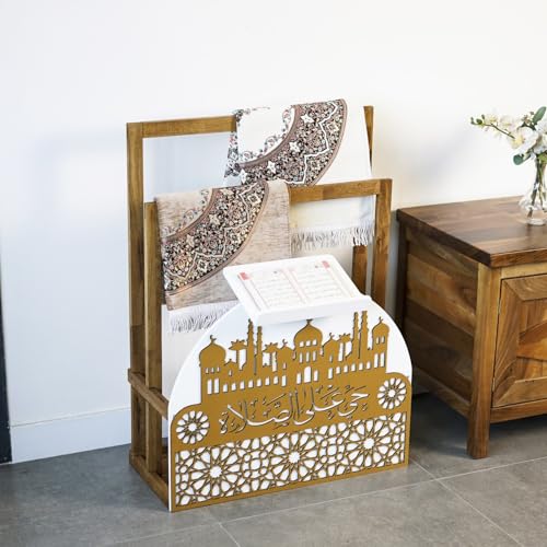 White-Gold Wooden Quran Stand