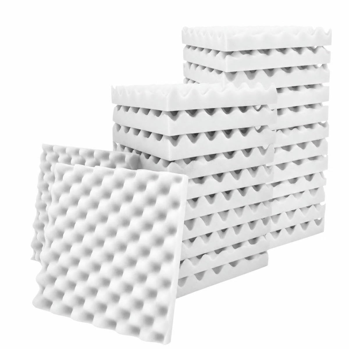 Acoustic Foam Fireproof Soundproofing Sponge 6/12/24/48 Pcs Egg Crate Soundproof Foam Studio Home Sound-Absorbing-White-Medium Density-6 Pcs with Tapes-2.5cm Thick