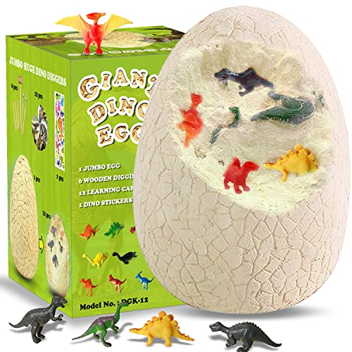 KABEATY Jumbo Dinosaur Eggs for Kids 2021 Christmas Giant Easter Dino Eggs Dig Kit with 12 Suprise Dinosaurs Toys ,Archaeology Science Kit Stem Toys Holiday, Birthday Gifts for Boys and Girls