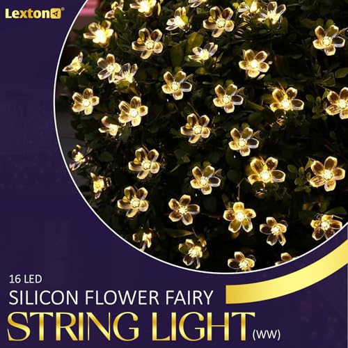 Image of Lexton 2 Meter 16 LED Silicon Flower Fairy String Festival Lights Indoor Outdoor Home Decoration Series for Diwali, Christmas, Wedding, Party, Home - (Warm White Pack of 1)