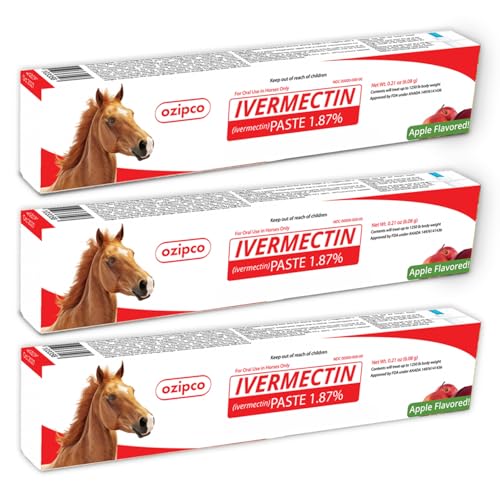 Ivermectin Horse Paste 1.87% | Apple Flavor – 6.08g Syringe for Equine Use Only Up to 1250 LB