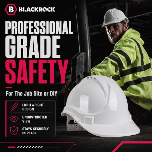 Miniatura 3 de Blackrock Casco Blanco, Casco De Seguridad, Para Construcción, Hombre Mujer Unisex, Cascos De Trabajo, Constructor, Talla Única Correa Ajustable, Protección Hdpe, Uk Eu 2016 425 En937:2012 A1:2012
