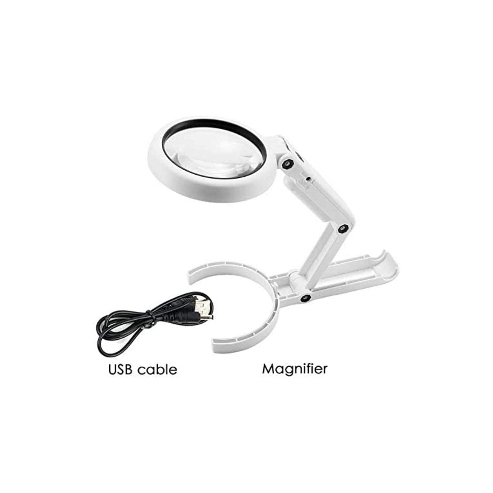 Lupa para la Cabeza, Lupa iluminada para Montaje en la Cabeza, lámpara de Cabeza con luz LED, Lupa de tamaño Ajustable, Lentes de Aumento para la Cabeza, luz de Trabajo de reparación, Lentes de Alta