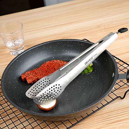 image for Devico Kitchen Tongs for Cooking, 2-Piece 12 inch 18/8 Stainless Steel