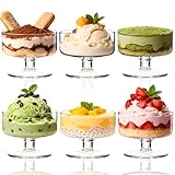 YASHIIN 6 Stück 180ml Glas Eis Sundae Tassen, klare Dessertschalen für Pudding, Garnelen Cocktail, Vorspeisen & Milchshakes