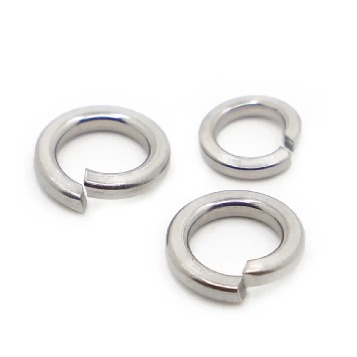 PULaif Spring Lock Washers, Spring Split Lock Washer Elastic Gasket 304 Stainless Steel Silvery M1.6-M24(50pcs M3)