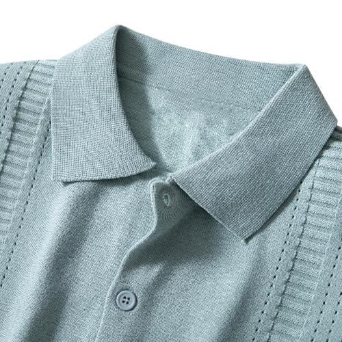 Men's Button Down Sweaters Vintage Long Sleeve Mock Neck Polo Sweater Casual Beach Knitted Tops 2025 Fall Winter Knit3
