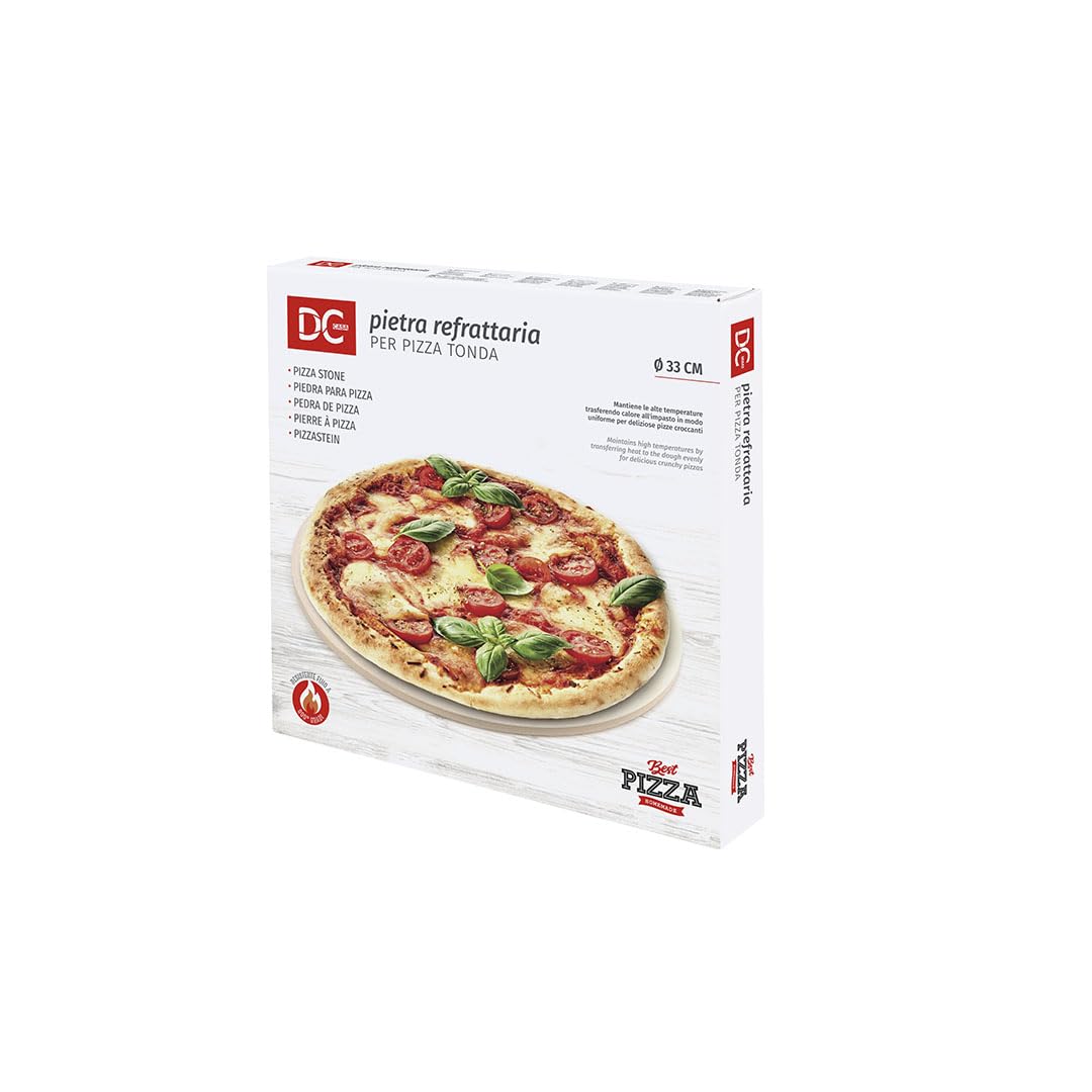 Pietra Refrattaria per Pizza - Diametro 33 cm, Resistente ad Alte Temperature, Ideale for Forno di Casa, Pane e Pizze Artigianali