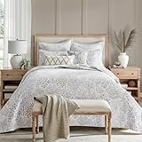 Levtex Home - English Forest Quilt Set - King Quilt (106x92in.) and Two King Shams (20x36in.) - Leaves - Grey, Green, Charcoal, Off-White - Reversible - Cotton