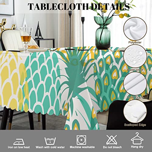 Swono Pineapples Tablecloth Abstract Yellow Green Pineapples Decorative Table Cover Dinner Table Cloth For Kitchen, Party Banquet And Holiday Tablecloth, 52X70 Inch(4-6 Seats) #TOP2