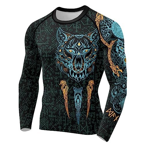 Viking Tatoo Men’s Compression Shirts Long Sleeve Rash Guards for MMA, BJJ, Grappling Base Layer Combat2