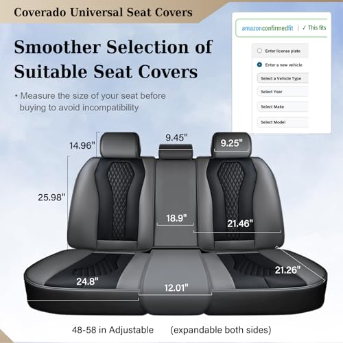 Image of Coverado Car Seat Covers, Back Car Seat Cover, 3-Pieces Leather Seat Cover, Luxury Car Seat Cushion, Luxury Seat Cover Seat Protector Universal Most Cars Trucks SUV