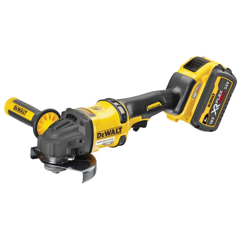 Mini-Amoladora sin escobillas XR FLEXVOLT 54V 125mm con 2 baterías 54V/18V Li-Ion 6Ah Electrónica, Arranque Suave, Freno, Embrague y maletín TSTAK II