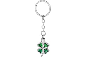 Lucky Four Leaf Flower Urn Keychain for Ashes