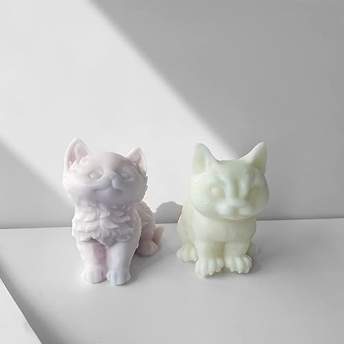 Miniatura 2 de Moldes para velas de gato sentado, molde de silicona de animales 3D para hacer velas, bricolaje hecho a mano, jabón hecho a mano, molde de resina