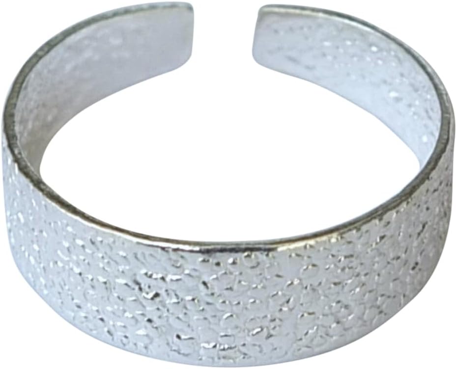 Handmade Silver Wide Band Sanded Texture Adjustable Toe Ring, 925 Sterling Silver, Small Dainty Open Toe, Pinky or Knuckle Rings for Women, By MiYa Jewelry Creations - Image 3