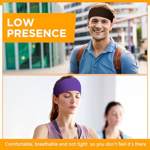 Image of Lyrow 12 Pcs Headbands for Men Running Headband Mens Sweat Bands Headbands for Tennis Athletic Cycling Basketball Yoga Workout Outdoor Sports Gym Jogging Exercise