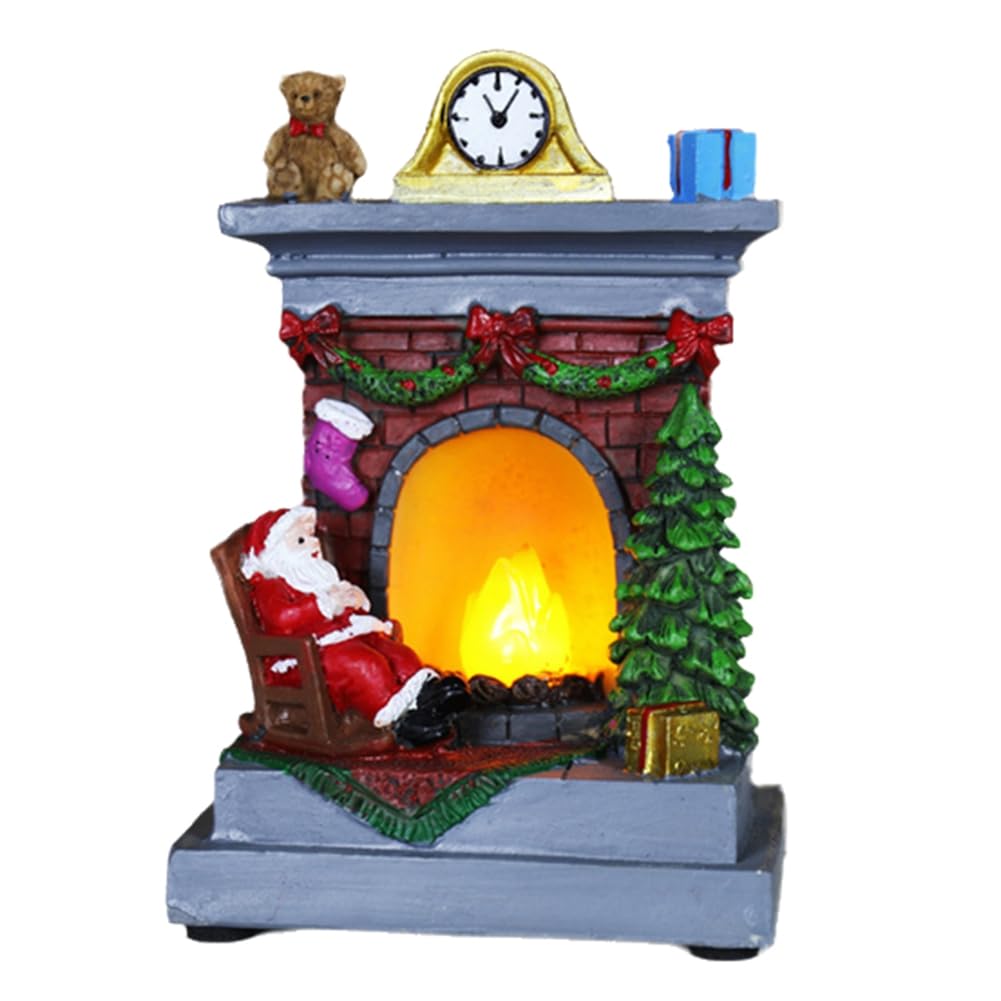 CTRLZS Christmas Ornaments Resin House Decoration Santa Hot Air Balloon Miniature Holiday Decoration C