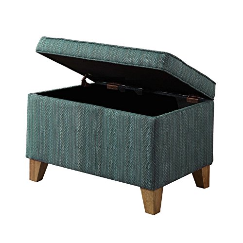 Image of HomePop 24 inch Medium Square Storage Ottoman - Teal