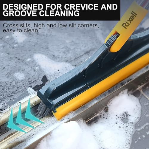 Image of Toilet Cleaning Brush with Long Handle | 2-in-1 Floor & Tile Scrubber | 120 Rotating Head | Bathroom Cleaning Brush with Wiper (Pack-1) (2 in 1 Brush)