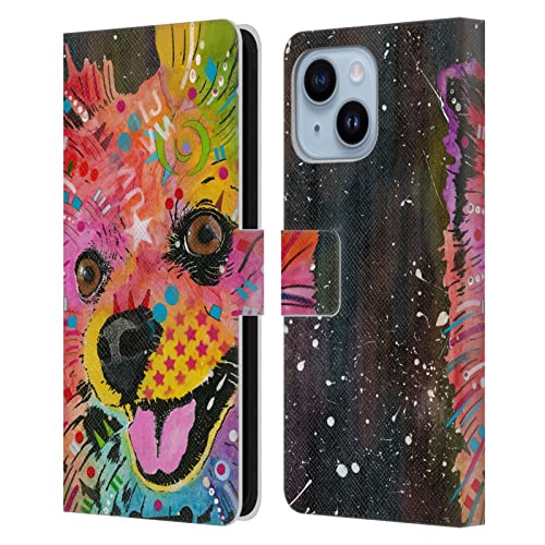 Étui iPhone 14 Plus portefeuille cuir protection intégrale motif chien Poméranien