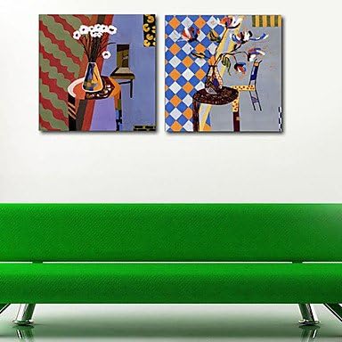 Stretched Canvas Print Art Still Life Flatulent Vase Set of 2