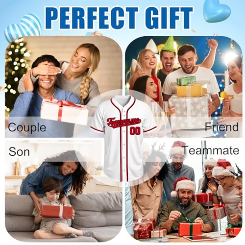 Image of Custom Baseball Jersey Personalized Stitched or Printed Name Number Baseball Shirt Sports Uniform Gifts for Men Women Youth