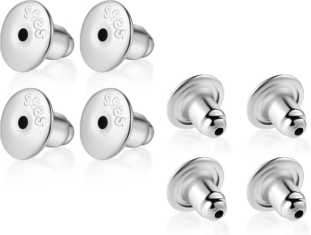 KINBOM 8pcs Bullet Locking Earring Backs, Earring Backings Hypoallergenic Earring Stoppers for Studs Earring Hooks