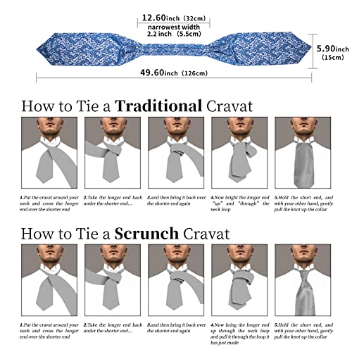 Image of DiBanGu Mens Silk Ascot Ties Paisley Jacquard Woven Cravat and Pocket Square Cufflinks with Lapel Pin for Business Wedding