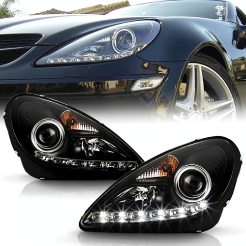 CR-Lights LED Scheinwerfer Set Schwarz für Mercedes SLK R171 2004–2011 mit Standlicht